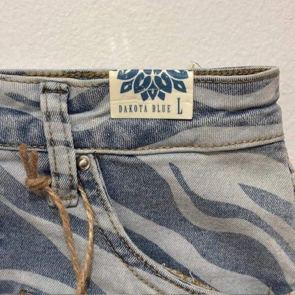 Dakota Blue Y2K Denim Zebra Frayed VINTAGE Side Ruched Mini SkirWomen's Size L - Picture 10 of 14